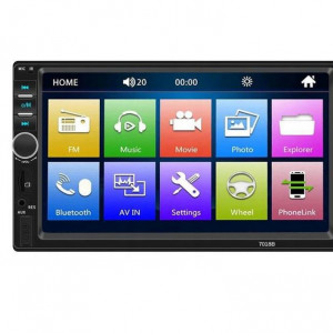 Player auto MP5 7018D Radio FM, Navigatie , Camera de vizualizare spate, MirrorLink , Mp5, Ecran 7'', Bluetooth, Touchscreen, Divix , AVI , USB , SD Card , AUX
