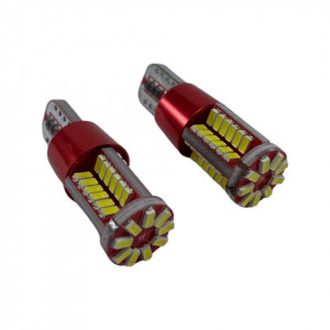 Set 2 becuri LED auto T10 W5W UltraBright pentru pozitie, plafoniere, portbagaj, lumina alba 6000k,57 SMD ,CANBUS