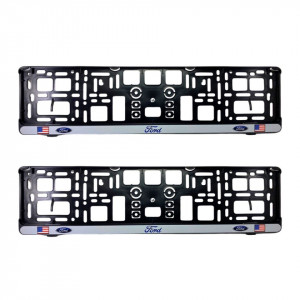 Set 2 x Suport numar inmatriculare slim, pentru FORD, dimensiune standard, potrivire perfecta, plastic flexibil