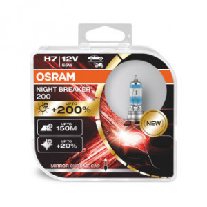 Set 2 Becuri auto 12V halogen Osram H7 Night Breaker Laser,+200%, 55W