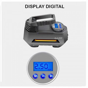 Compresor Auto 12V Dc-150 Psi, Putere nominala 120W, Manometru Digital,3 adaptoare valva incluse, Lanterna Led de urgenta, Silver