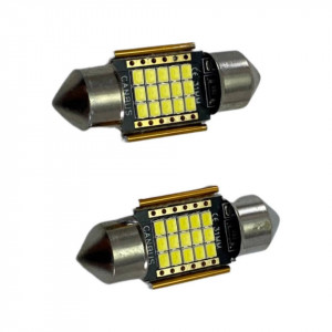 Set 2 becuri LED auto C5W sofit Ultra Bright pentru bec numar, plafoniere, portbagaj, lumina alba 6000k,15 SMD,CANBUS
