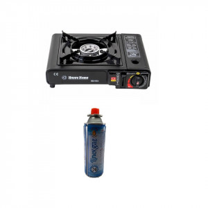 Aragaz/Arzator/ Incalzitor Camping/Voiaj Portabil + 1 buc. butelie Spray GAZ