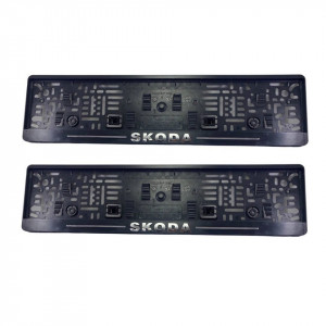 Suport numar inmatriculare personalizat SKODA (set 2 buc)