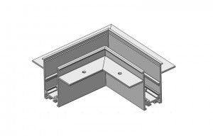 Conector tip L pentru sina magnetica incastrata ORVIBO, canal orizontal, DG20DPB