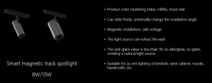 Proiector spot inteligent LED sina magnetica Smart, iluminat inteligent, design modern, control de pe telefon.