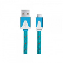 Android Micro USB - cablu date incarcator Plat 1m Albastru