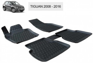 Set 4 Covorase Auto din cauciuc tip tavita Volkswagen Tiguan 2008-2016