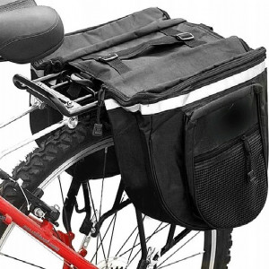 Geanta de transport negra pentru bicicleta cu 4 compartimente AVX-RW1