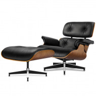 Fotoliu Eames Lounge Chair cu Otoman furnir nuc piele marime XL