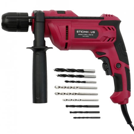 Masina de gaurit Steinhaus PRO-ID900, 900W, 3000 RPM, mandrina rapida 13 mm, 9 burghie incluse
