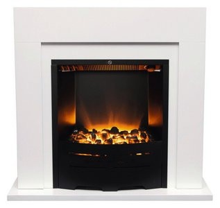 Semineu electric Home FKK 19, MDF alb, 750/1500W, 3D