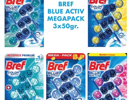 Odorizant toaleta BREF Power Aktiv, Mega Pack, 3buc x 50g, Diverse Sortimente