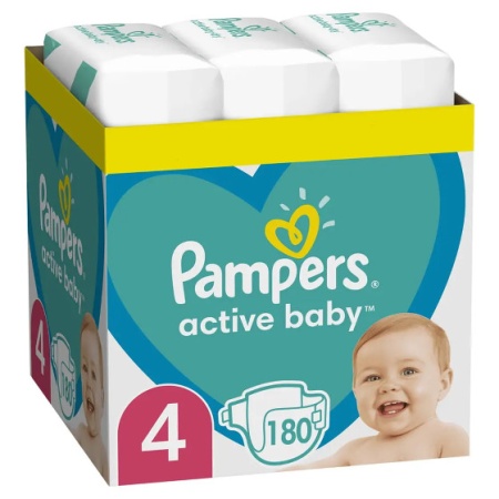 Scutece Pampers Active Baby XXL BOX, Nr 4, 9 -14 kg, 180 buc