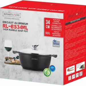 Oala marmorata Royalty LineMarmorata cu capac, 34 cm, 10L, antiaderenta