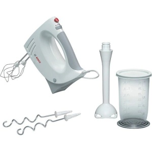 Mixer de mana BOSCH MFQ36440, 0.6l, 450W, 5 trepte viteza, alb-gri