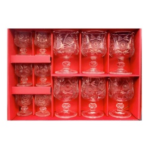 Set 12 pahare din sticla 150ml/50ml