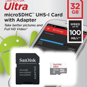 Card de memorie SanDisk Micro SD Ultra, 32GB, Class 10, 100MB/s + Adaptor