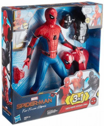 Set 3 in 1 figurina Spiderman Far from Home cu sunete interactive si lansator 34 cm