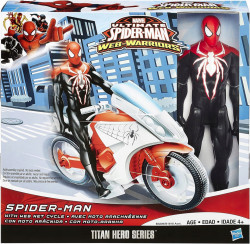 Set figurina Ultimate Spiderman + motocicleta, 30cm 