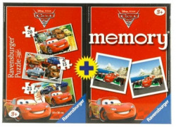 Puzzle + Joc Memory Disney Cars, 3 Buc In Cutie 15/20/25 Piese