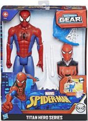 Figurina Spiderman cu lansator, masca si armura, 30cm