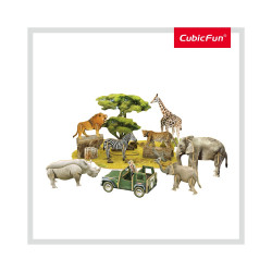 PUZZLE 3D+BROSURA-ANIMALE SALBATICE 69 PIESE