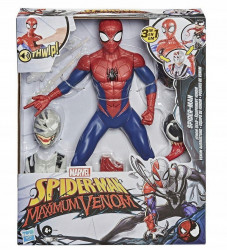 Set 3 in 1 figurina Spiderman Maximum Venom cu sunete interactive, armura si lansator, Hasbro, 34 cm