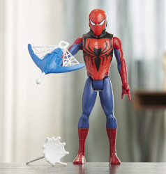 Figurina Spiderman cu lansator, masca si armura, 30cm