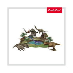 PUZZLE 3D+BROSURA-PARCUL DINOZAURILOR 43 PIESE