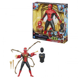 Set 3 in 1 figurina Spiderman cu armura, masca si lansator, Hasbro, 34 cm