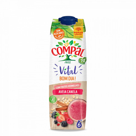 "Compal" Vital Aveia e Canela com frutos vermelhos - Pack 4 x 100cl