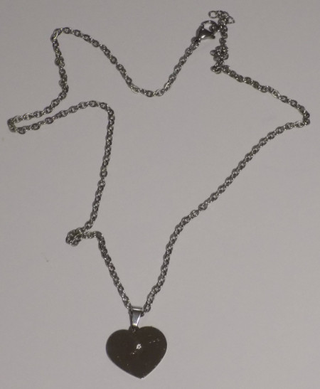 Colar Prateado com Coração e Pedra Prateado - FREE SHIPPING
