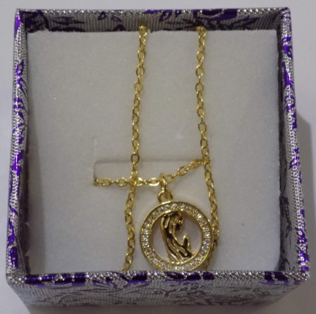 Colar Dourado com Centro Dourado e com Pedras - FREE SHIPPING
