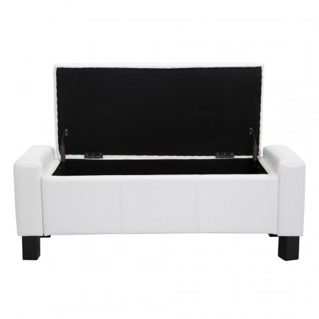 BAN110 - Bancuta, Canapea, fotoliu, sofa, bancheta, banca living, dormitor, hol, lada, ladita depozitare - Alb/Negru
