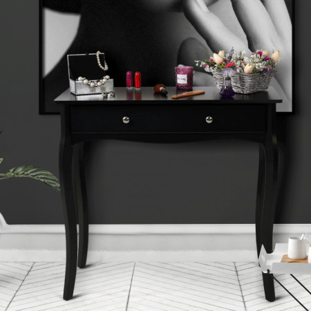 MAN601 - Masa toaleta, 80 cm, consola cosmetica machiaj masuta vanity make-up cu raft pentru hol - Negru