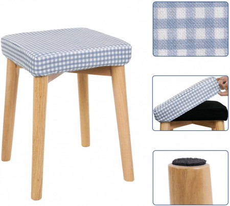 SEA221 - Set Masa toaleta, 80 cm, cosmetica machiaj oglinda masuta vanity, scaunel, taburet tapitat Alb-Maro