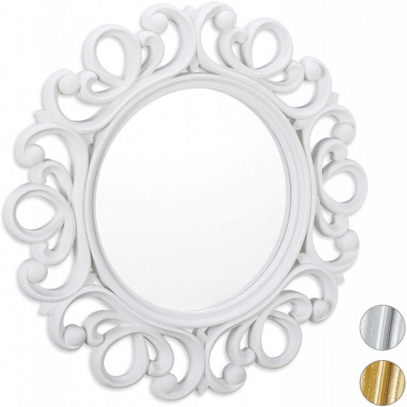 OGA208 - Oglinda ornamentala 50 cm, pentru perete, dormitor, living, baie - Alba