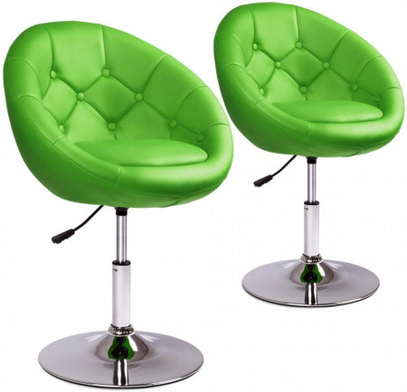 SCA210 - Set 2x Scaune tapitate pentru masa toaleta, birou, bar, lounge, club, imitatie de piele, inaltime reglabila - Mov sau Verde