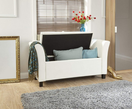 BAA110 - Divan, Canapea, fotoliu, sofa, bancheta, bancuta, banca living, dormitor, hol: Alba, piele ecologica