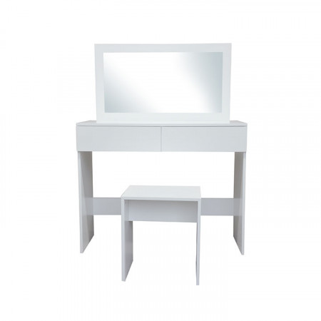 SEA604 - Set Masa toaleta, 100 cm, consola cosmetica machiaj masuta vanity make-up cu oglinda si scaun - Alb