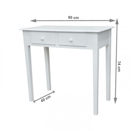SEA602 - Set Masa toaleta, 80 cm, consola cosmetica machiaj masuta vanity make-up cu oglinda rabatabila - Alb