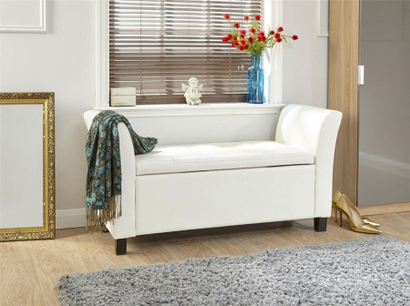 BAA110 - Divan, Canapea, fotoliu, sofa, bancheta, bancuta, banca living, dormitor, hol: Alba, piele ecologica