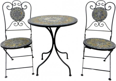 SEGG204 - Set Masa si scaune pliante Mozaic gradina, terasa, balcon - Gri