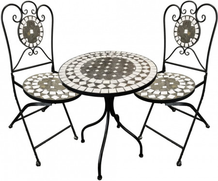 SEGG202 - Set Masa si scaune pliante Mozaic gradina, terasa, balcon - Gri