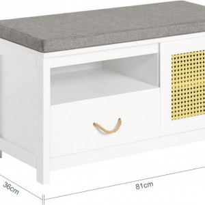BAA37 - Banca 81 cm pentru Hol, pantofi, depozitare pantofi - Alb-Maro