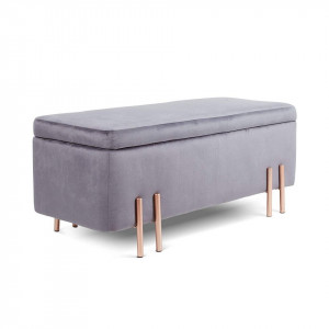 BAG103 - Divan, Canapea, fotoliu, sofa, bancheta, bancuta catifea cu lada depozitare, banca living, dormitor, hol - Gri