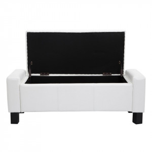 BAN110 - Bancuta, Canapea, fotoliu, sofa, bancheta, banca living, dormitor, hol, lada, ladita depozitare - Alb/Negru