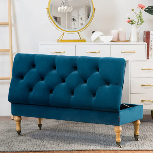 BAT201 - Bancuta 110 cm, divan, bancheta, banca living, dormitor, hol, lada depozitare - Turcoaz