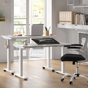 BIA1 - Birou electric 120x60x71-117 cm, inaltime reglabila, masa office - Alb